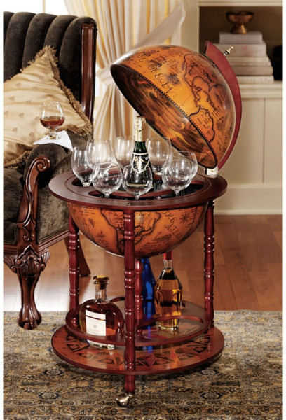 Italian Replica Globe Bar Opens Up Wine Glasses Display Museum Science